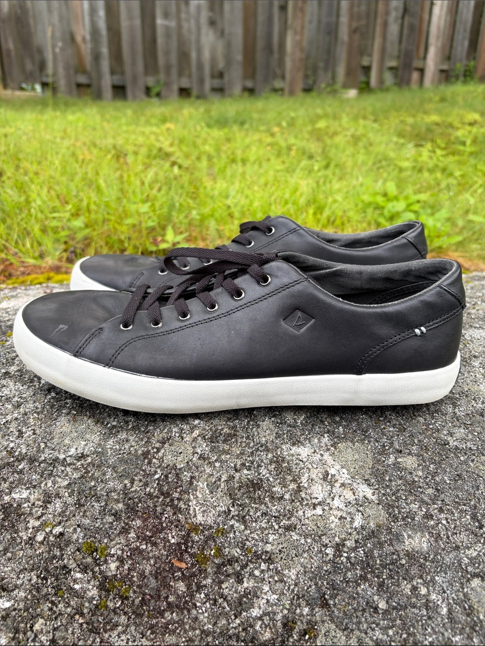 Sperry Top-Sider Men's Black Leather lace up sneakers casual work shoes size 11